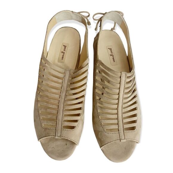 Paul Green Tan Leather Heel Slip On Sling back Sandal - Picture 3 of 7